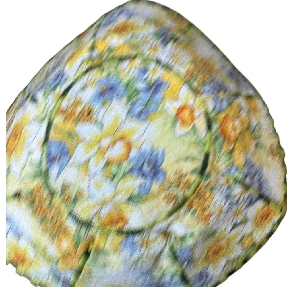 Handmade Fabric Yarn Bowl Floral Quilted Cotton Decorative Basket Blue Spring‎